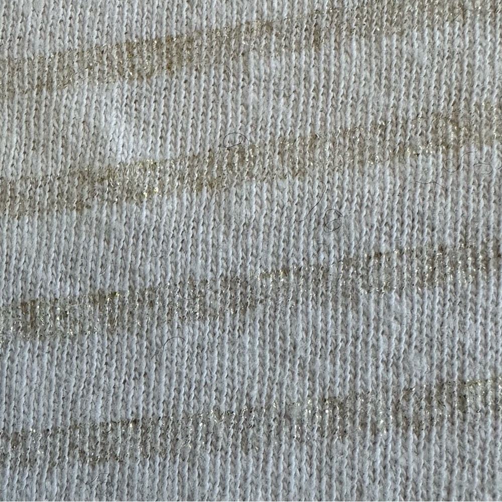 Banana Republic Cream and gold mettalic Stripe Long Sleeve Top Sz Small - Picture 7 of 7